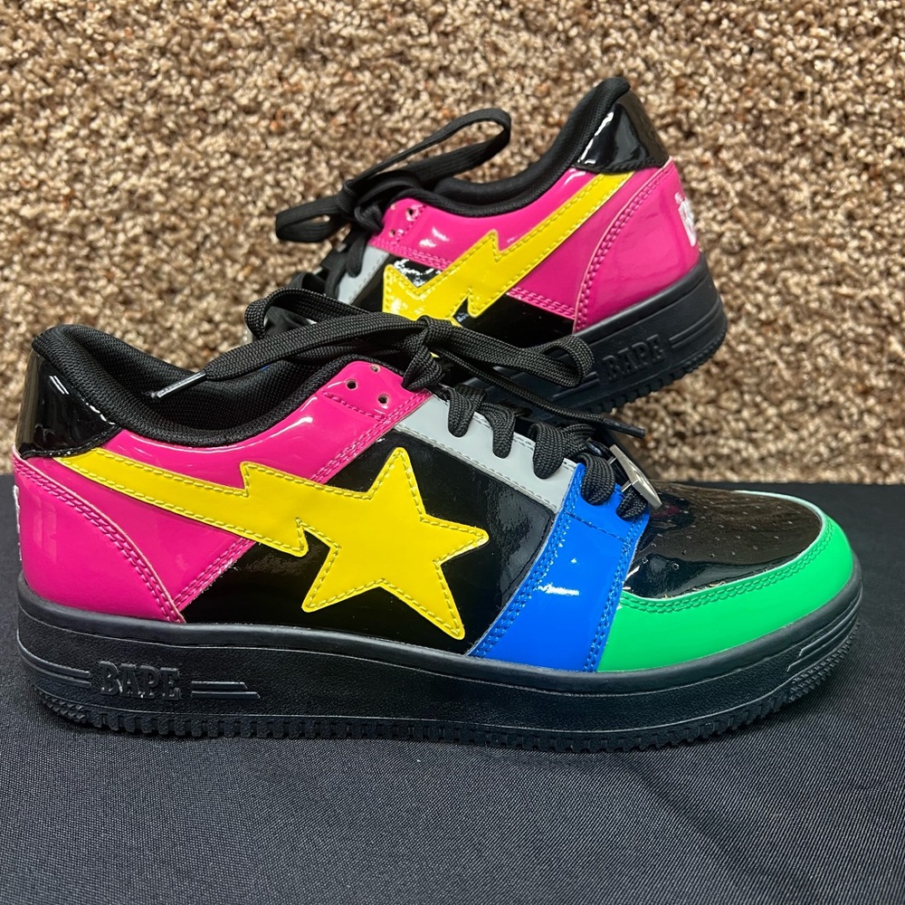 A Bathing Ape bapesta Low M2 Crazy Black SZ US 8.5